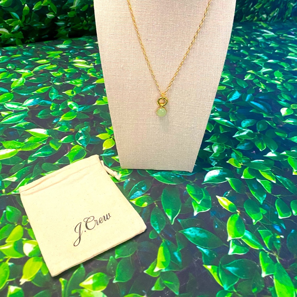 NWT J.Crew Gold Mint Gem Pendant Necklace